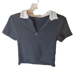 Atelier by Kirious Collared Black/White Crop Top, NWT, XS